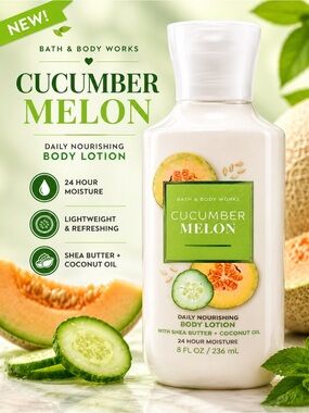 Bath & Body Works Cucumber Melon Lotion White Green - OS